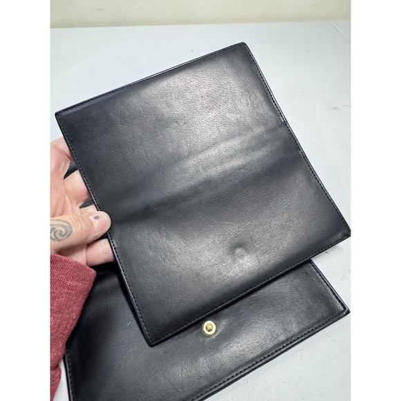 VTG Coach Wallet Black Leather Long Slim Card Organizer Checkbook Insert - Picture 15 of 16